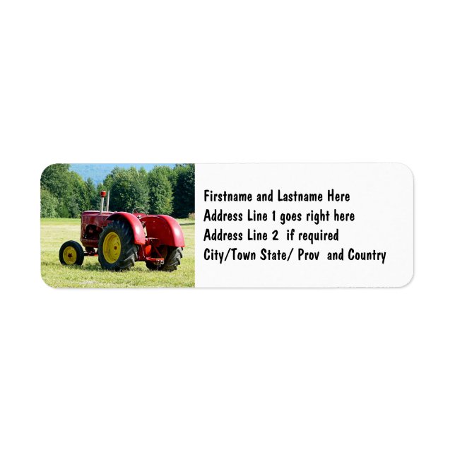 Antique Red Farm Tractor Label (Front)