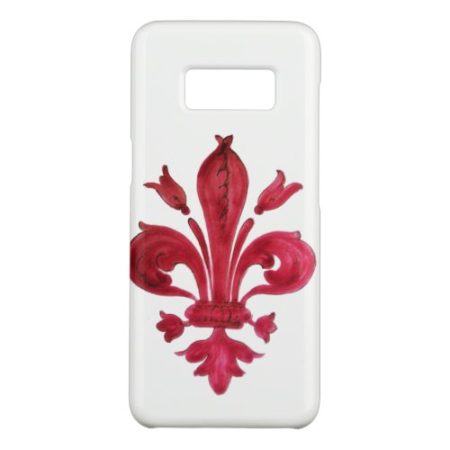 ANTIQUE RED FLEUR DE LIS IN WHITE Heraldic Floral  Case_Mate Samsung Galaxy S8 Case