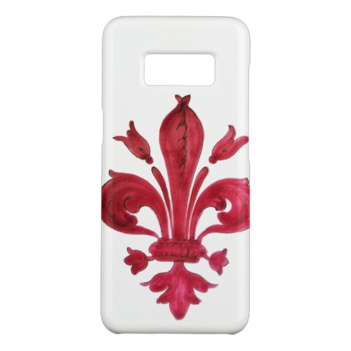 ANTIQUE RED FLEUR DE LIS IN WHITE Heraldic Floral  Case_Mate Samsung Galaxy S8 Case