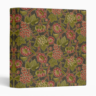 Antique Red Floral and Grapes Botanical Pattern 3 Ring Binder