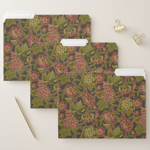 Antique Red Floral and Grapes Botanical Pattern File Folder