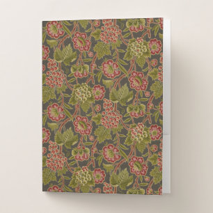 Antique Red Floral and Grapes Botanical Pattern Pocket Folder