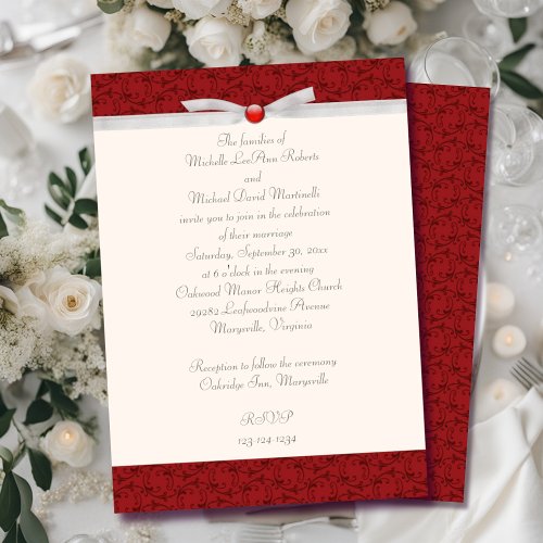Antique Red Florentine Wedding Invitation
