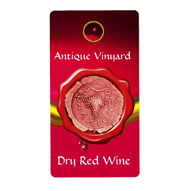 ANTIQUE RED GRAPE WINE WAX SEAL LABEL (Front)