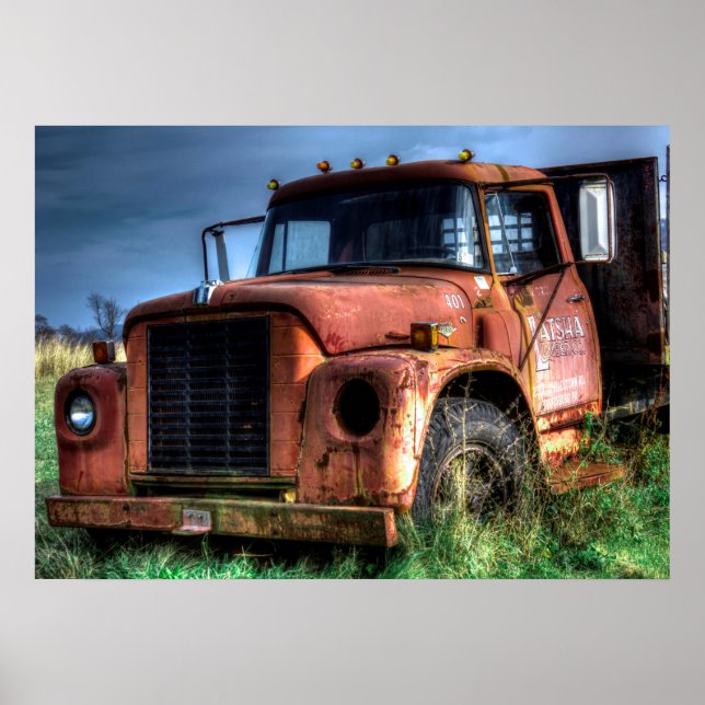 Antique Red International Pickup Truck Poster (Front)