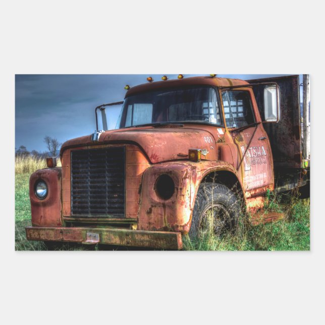 Antique Red International Pickup Truck Rectangular Sticker (Front)