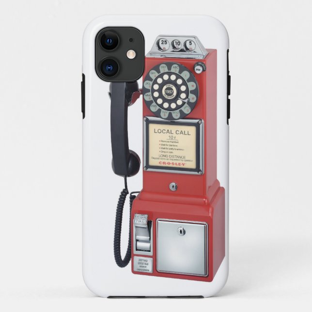 Antique Red Pay Phone Iphone Case (Back)