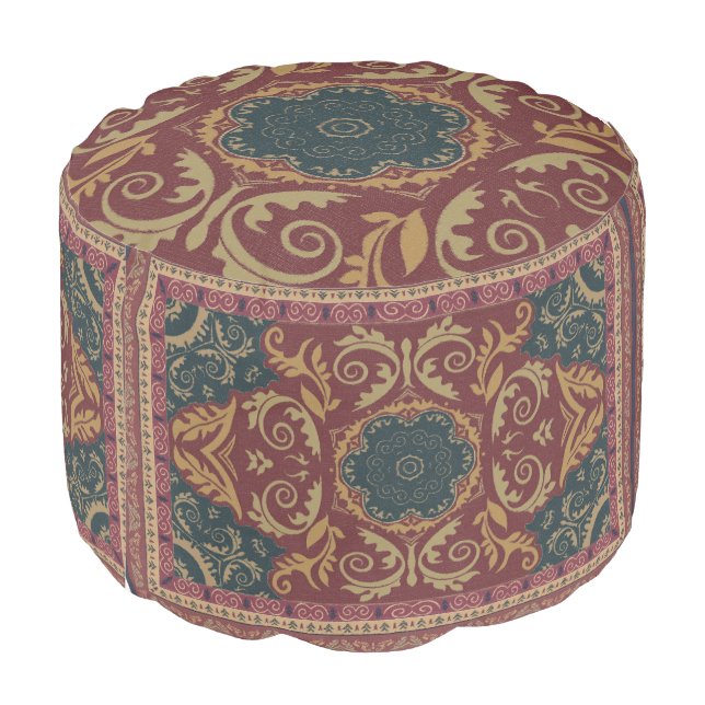 Antique Red Persian Carpet Oriental Rug  Pouf (Angled Back)