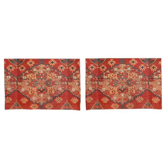 Antique Red Persian Turkish Kilim Rug Pillow Case (Front-Set)