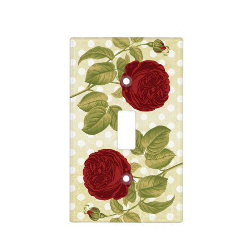 Antique Red Rose Parchment Polka Dots Light Switch Cover