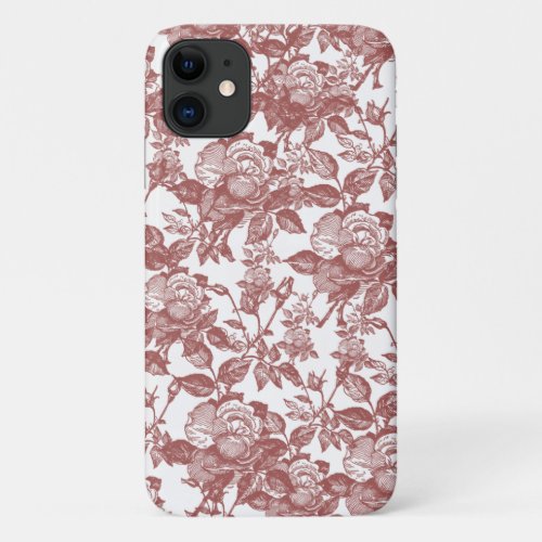 Antique Red Rose Toile iPhone 11 Case