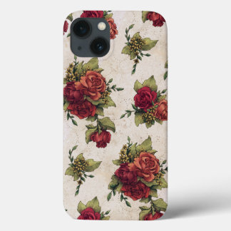 Antique Red Rose Vintage Wallpaper iPhone 13 Case