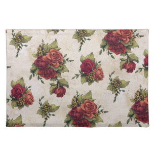 Antique Red Rose Wallpaper Cloth Placemat