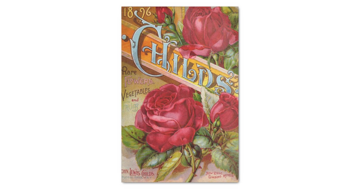 Antique Red Roses Catalog 10" X 15" Tissue Paper Zazzle