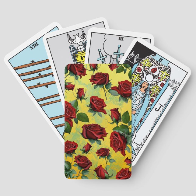 Antique Red Roses Tarot Cards Deck (Back)