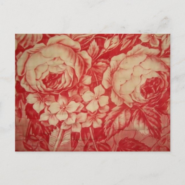 Antique Red Toile Postcard (Front)