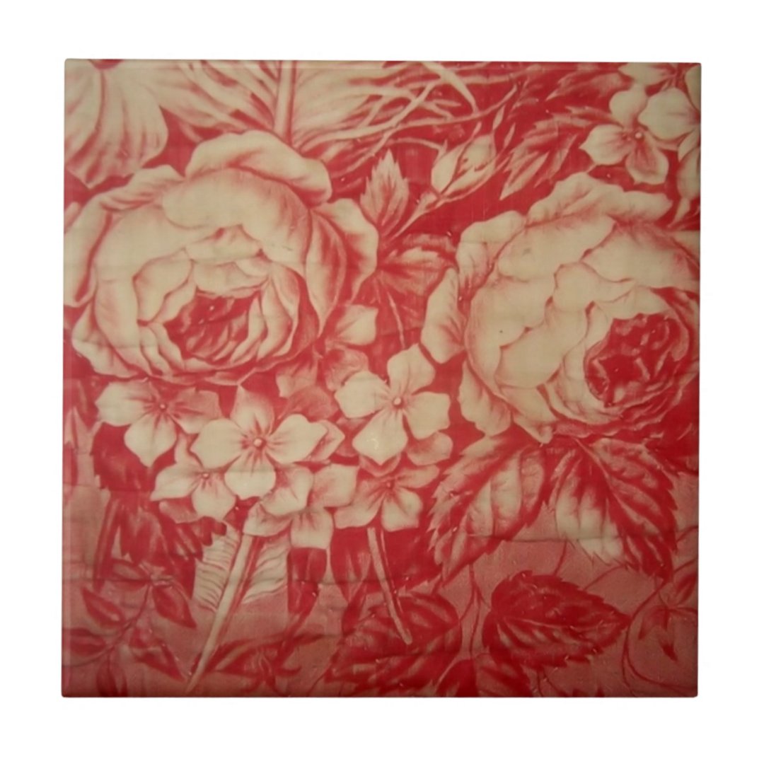 Antique Red Toile Tile | Zazzle