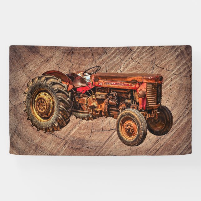 Antique Red Tractor Banner (Horizontal)