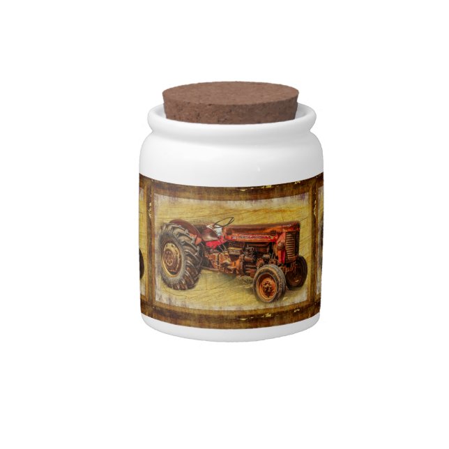 Antique Red Tractor Candy Jar (Front)