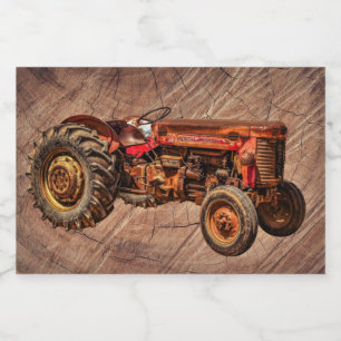 Antique Red Tractor Food Label