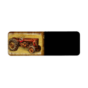 Antique Red Tractor Label