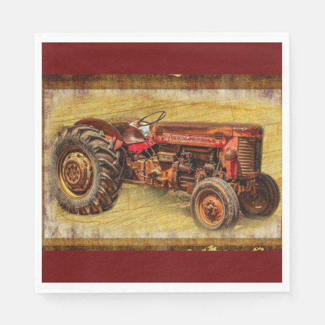 Antique Red Tractor Napkins (Front)