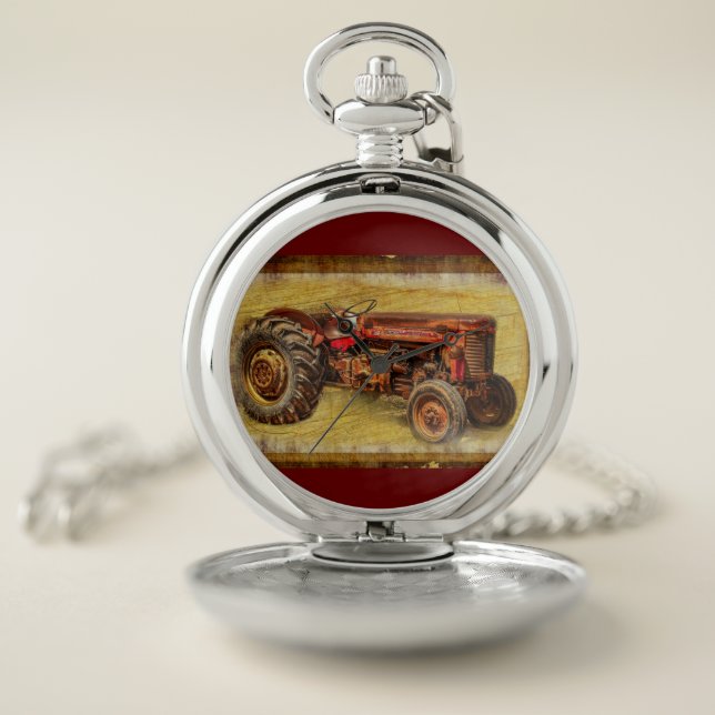 Antique Red Tractor Pocket Watch (Inside)