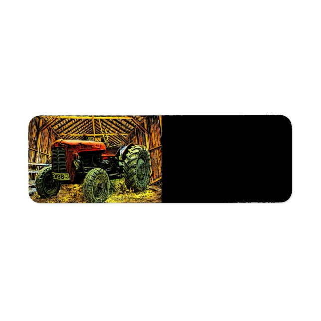 Antique Red Tractor Rustic Barn Label (Front)