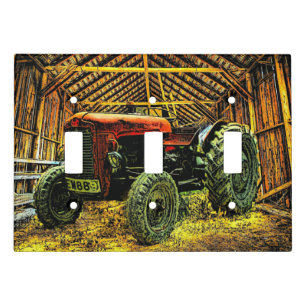Antique Red Tractor Rustic Barn Light Switch Cover