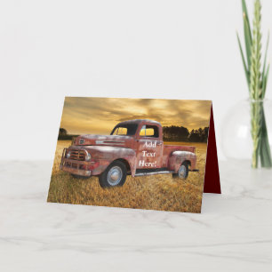 Antique Red Truck Farm Field Card
