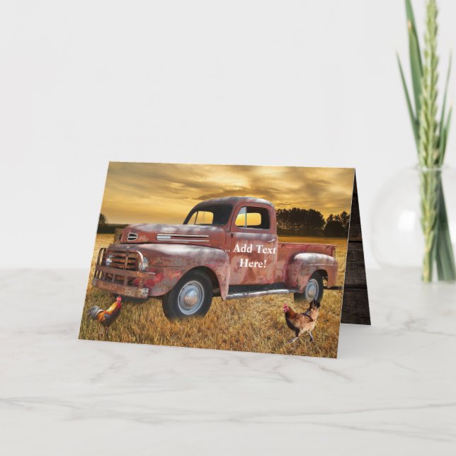 Antique Red Truck Farm Field Thank You Card (Front)