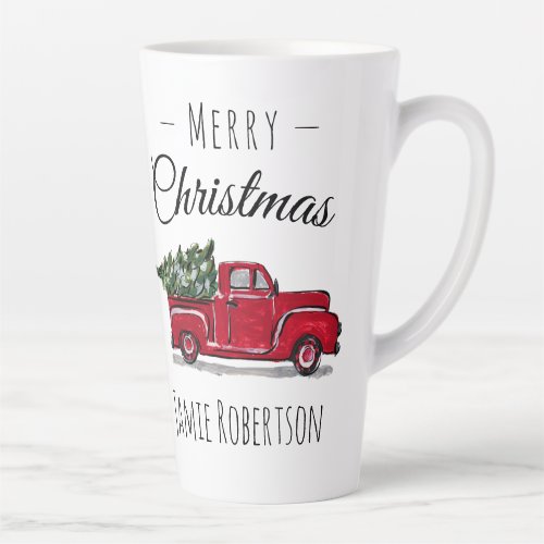 Antique Red Truck Personalized Latte Mug