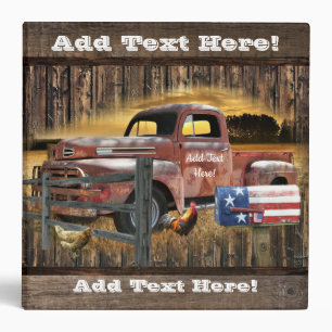 Antique Red Truck Vintage Red Truck Farm Truck 3 R 3 Ring Binder