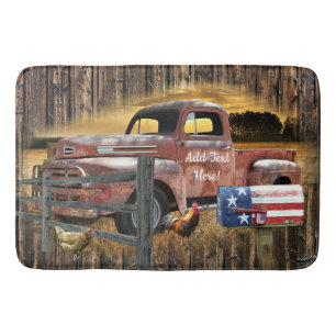 Antique Red Truck Vintage Red Truck Farm Truck Bath Mat
