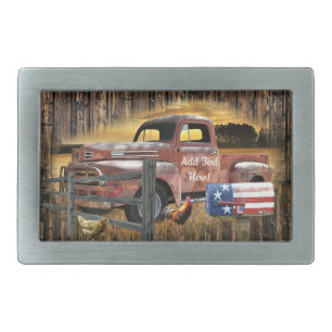 Antique Red Truck Vintage Red Truck Farm Truck Belt Buckle
