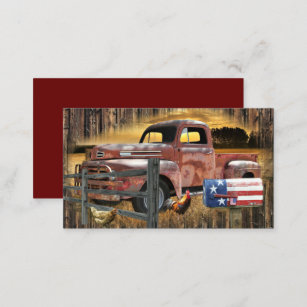 Antique Red Truck Vintage Red Truck Farm Truck Business Card