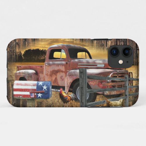 Antique Red Truck Vintage Red Truck Farm Truck iPhone 11 Case