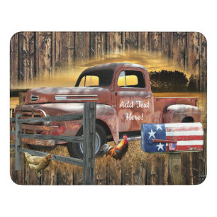 Antique Red Truck Vintage Red Truck Farm Truck Door Sign