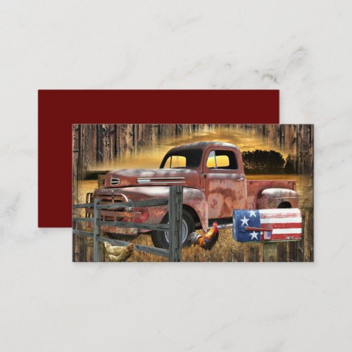 Antique Red Truck Vintage Red Truck Farm Truck Enclosure Card