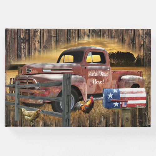 Antique Red Truck Vintage Red Truck Farm Truck Guest Book