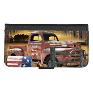 Antique Red Truck Vintage Red Truck Farm Truck iPhone 8/7 Wallet Case