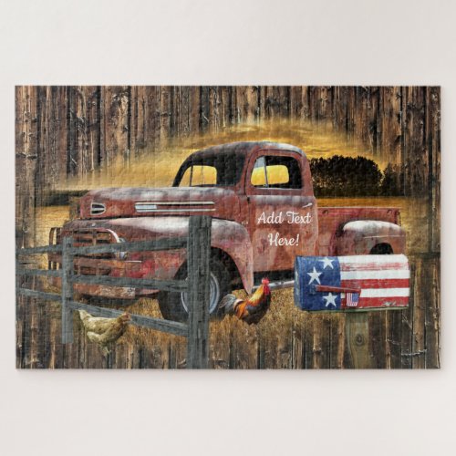 Antique Red Truck Vintage Red Truck Farm Truck Jigsaw Puzzle