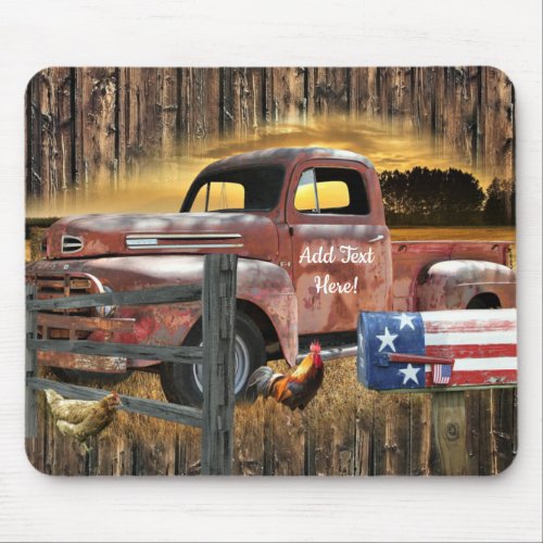 Antique Red Truck Vintage Red Truck Farm Truck Mouse Pad