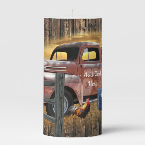 Antique Red Truck Vintage Red Truck Farm Truck Pillar Candle