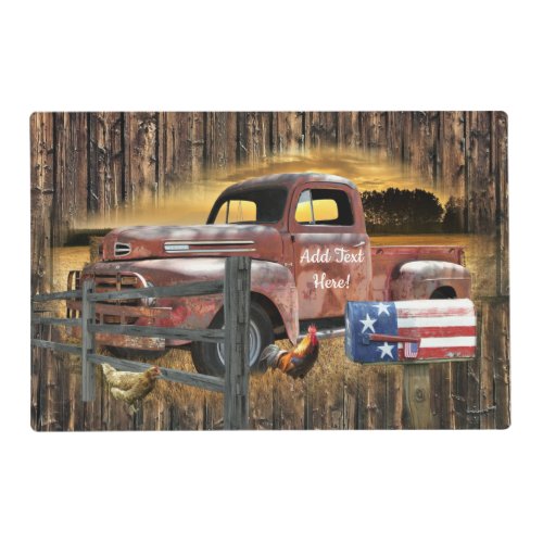 Antique Red Truck Vintage Red Truck Farm Truck Placemat