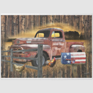 Antique Red Truck Vintage Red Truck Farm Truck Tissue Paper