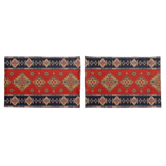 Antique Red Turkish Kilim Carpet Rug Pillow Case (Back-Set)