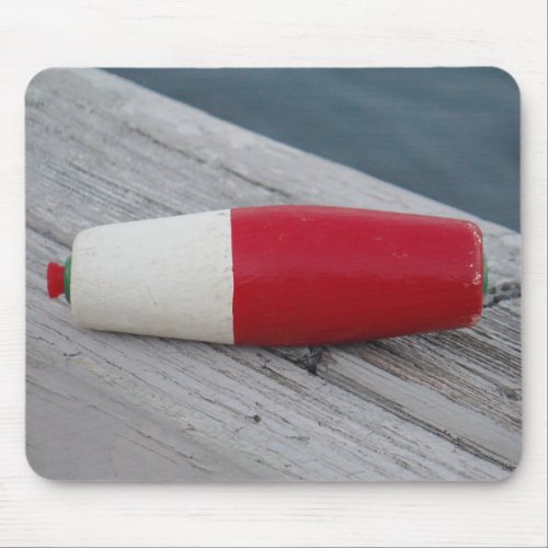 Antique red white and green fishing bobber  lure mouse pad
