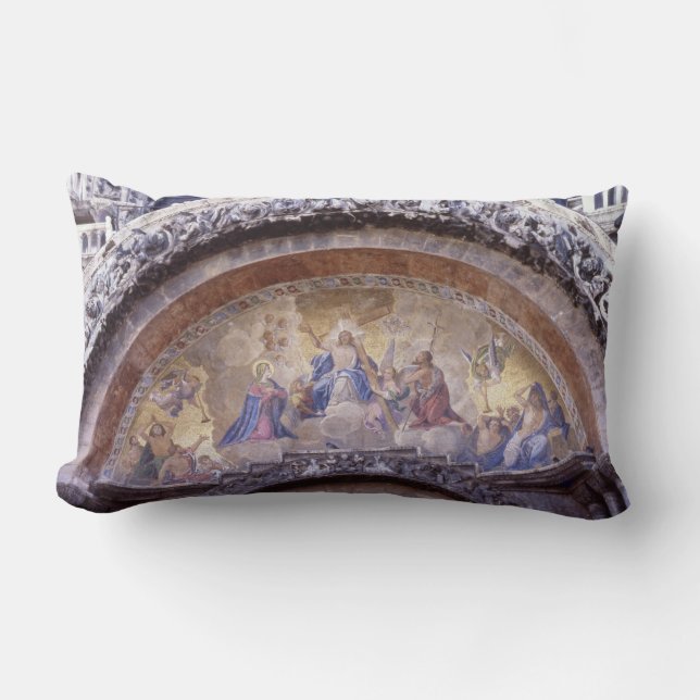 Antique Religious Mural Gothic Church Bible Lumbar Pillow (Front)