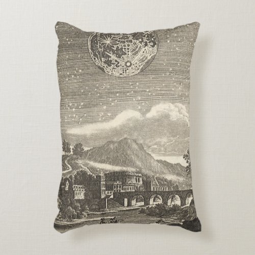 Antique Renaissance Era Moon by Allain Mallet Accent Pillow